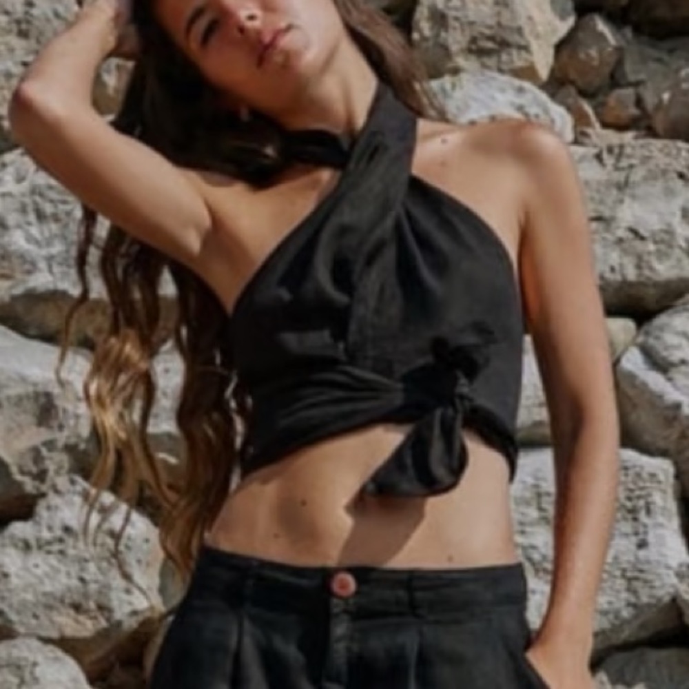 ZARA linen halter top